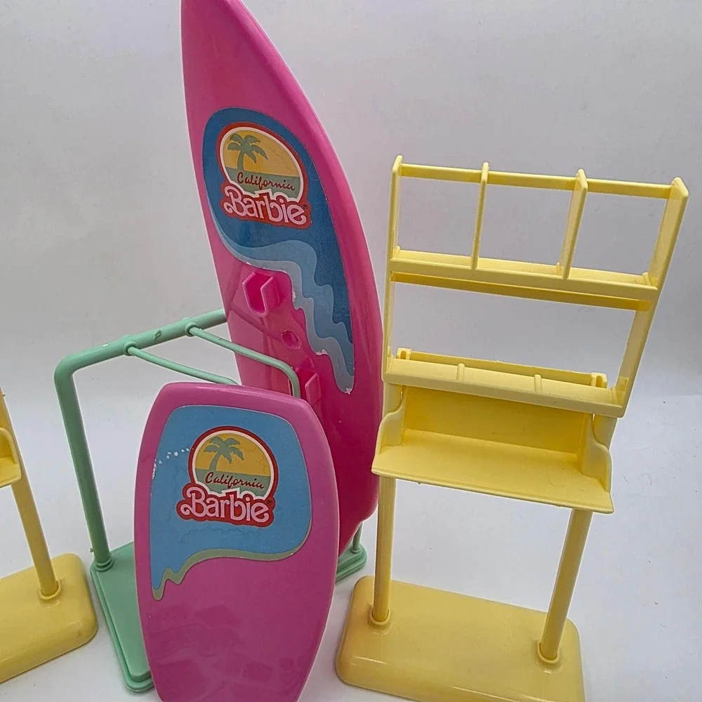 Vintage Mattel 1987 California Barbie Beach Surfboard Accessories Lot 4461-2128